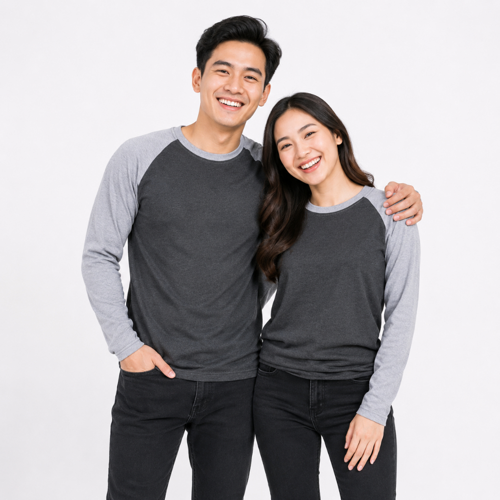 Kaos RAGLAN ABU lengan panjang - Raglan Polos pria - WINSTAR POLOS - KAOS RAGLAN POLOS - KAOS RAGLAN
