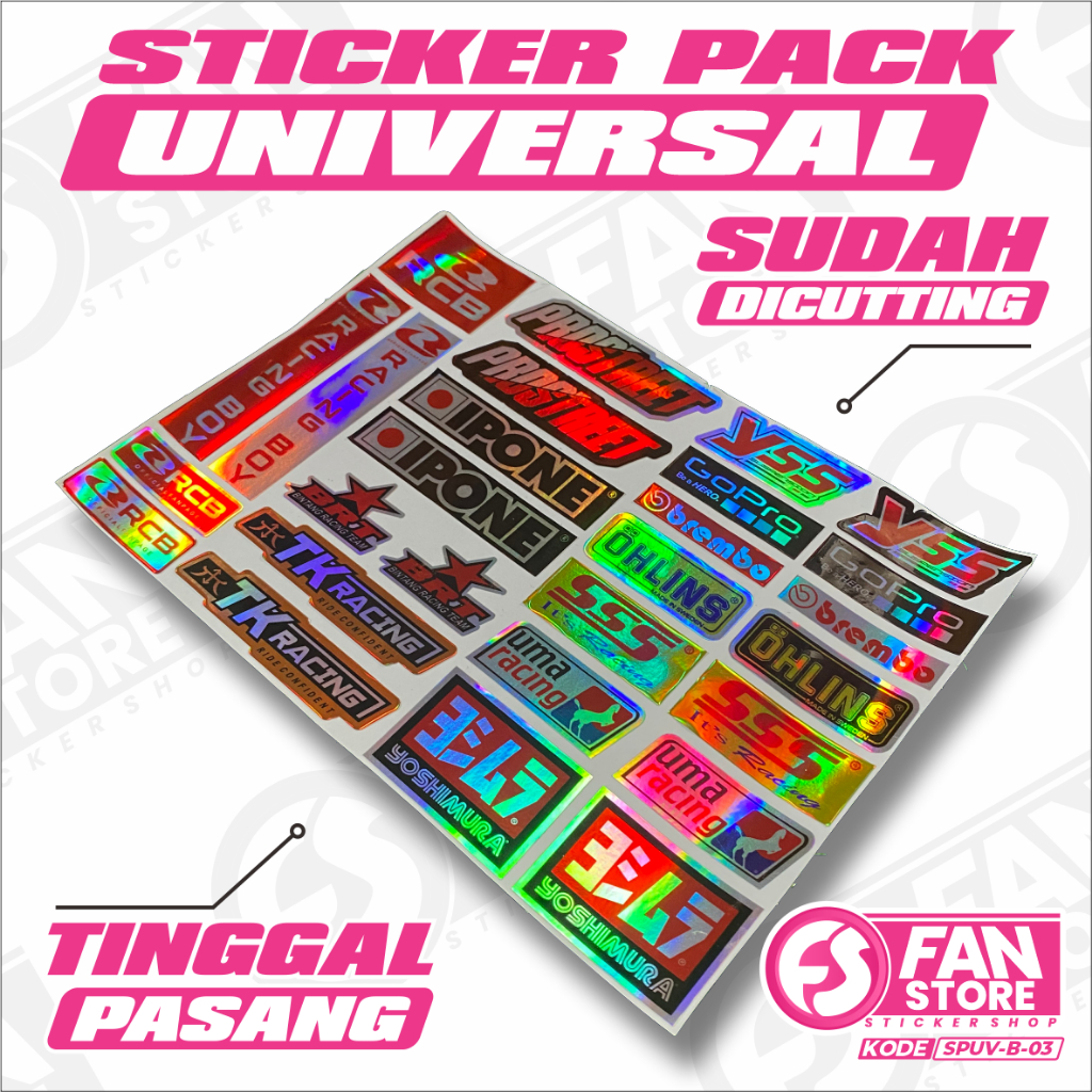 STIKER MOTOR RACING UNIVERSAL 1 PACK - STIKER HELM KEREN STIKER MOTOR RACING NGABERS - SPUV