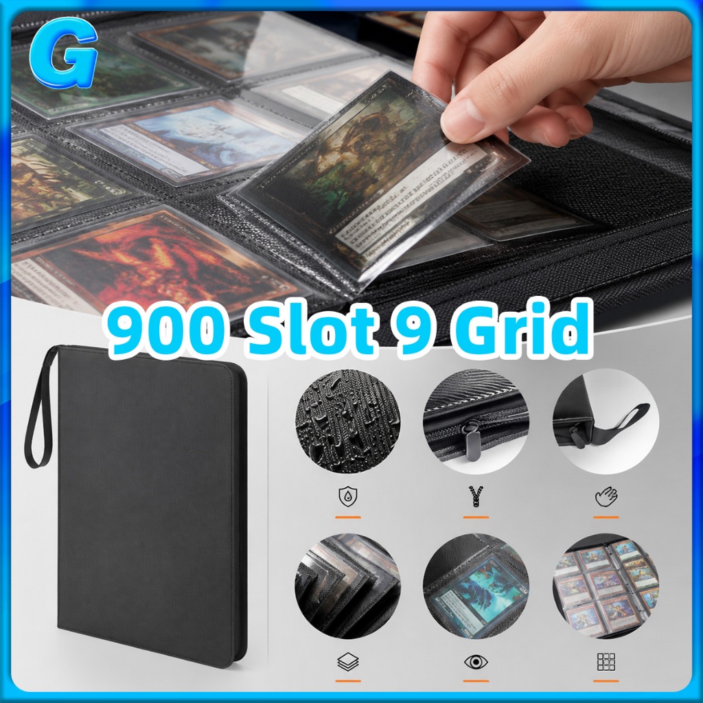 900 Slot Ring Album Binder 9 Pocket Kulit PU Premium Elegan Tahan Lama Cocok Untuk Kolektor Pokemon 