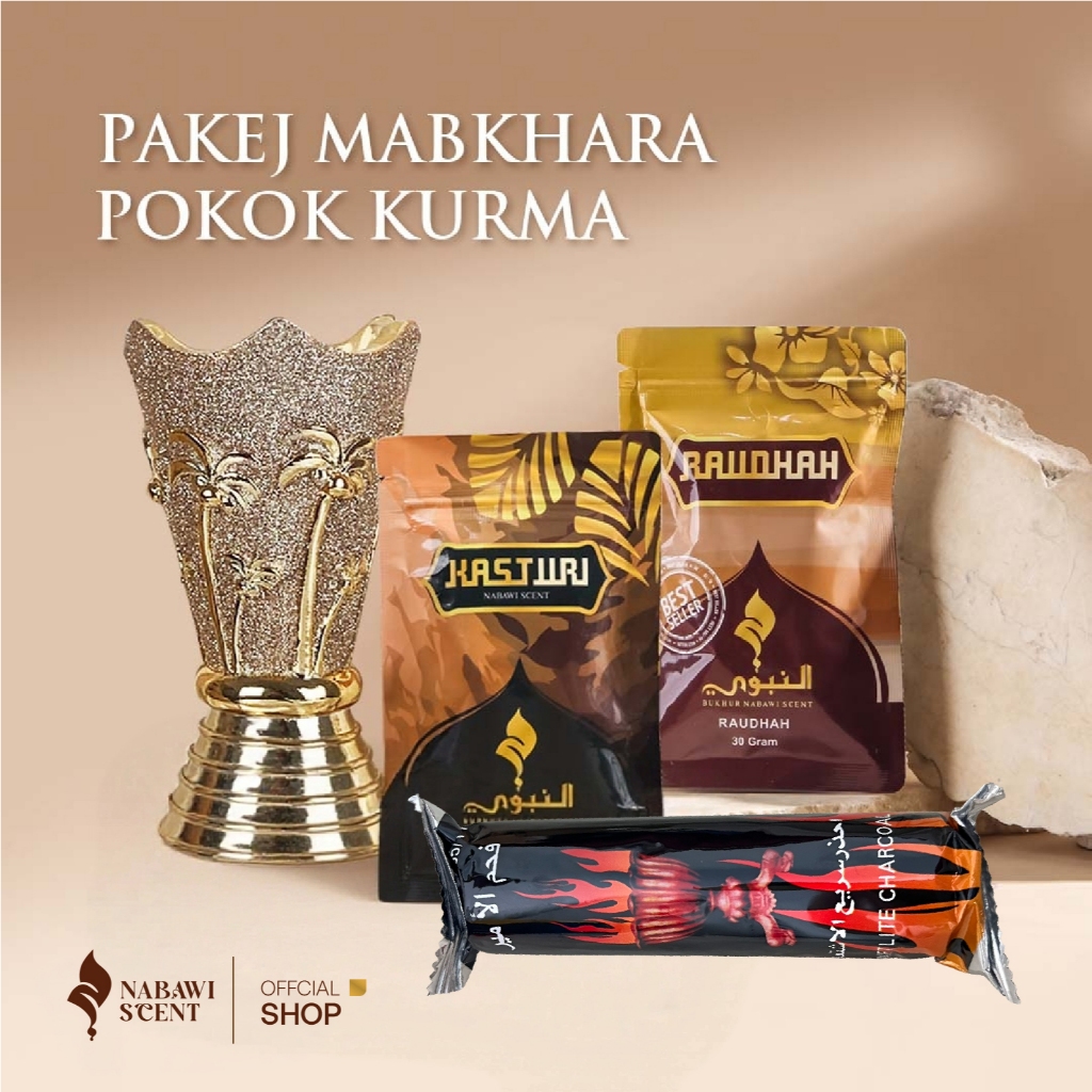 Nabawi Scent Paket Prapen Pohon Kurma Paket Bukhur Arab Mewah Lengkap Siap Pakai 1 Set Wangi Tahan L
