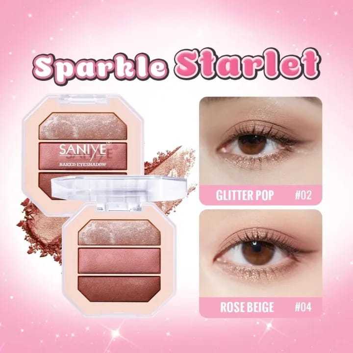[7g] Saniye Baked Eyeshadow Sparkle Starlet 3 Colors | Eyeshadow 3 Warna | DC