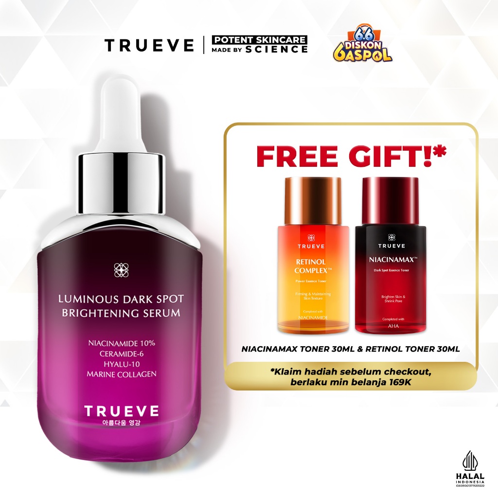 TRUEVE Luminous Dark Spot Brightening Serum - Serum Pencerah Muka dan Penghilang Flek Hitam Menjaga 
