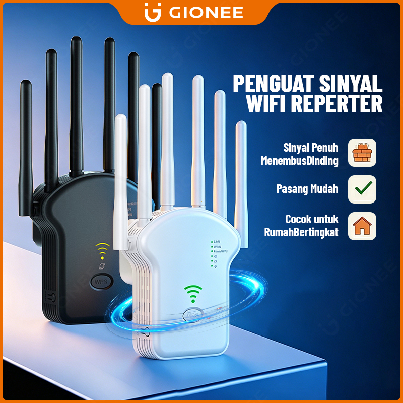 Wifi Extender - 6 Antena WIFI Repeater 1200Mbps Wireless Router Jarak Jauh 2.4GHz Signal Booster Kec