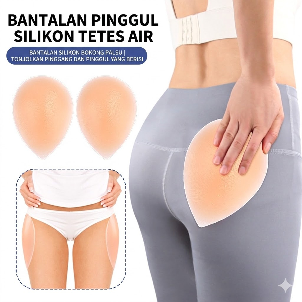 Bantalan Pinggul Silikon Tetes Air Tempel Pelebar Pinggul / Bantalan Bokong Palsu Lembut Seamless Ef