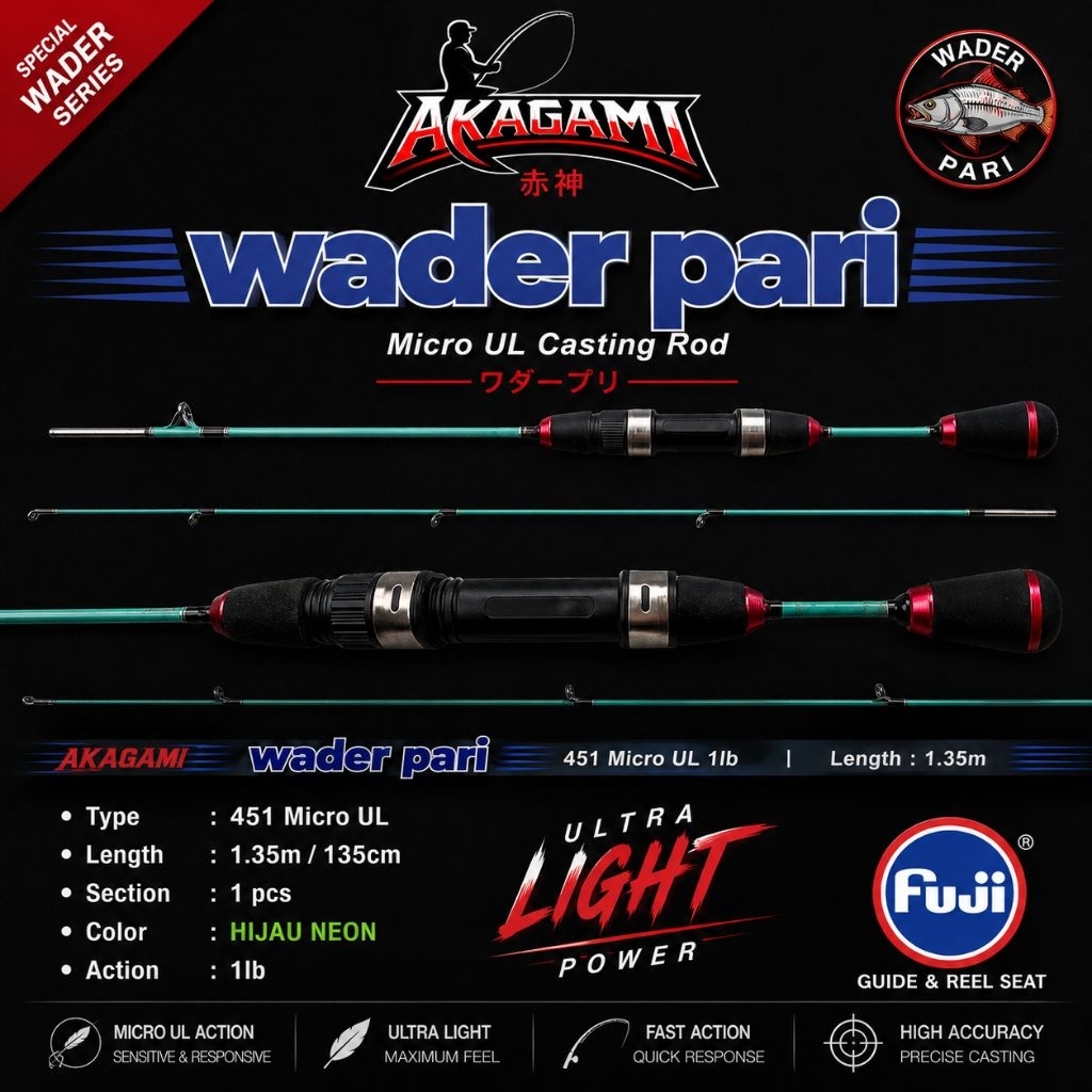 AKAGAMI - WADER PARI micro ul sambung 2 130 cm spesialist casting micro