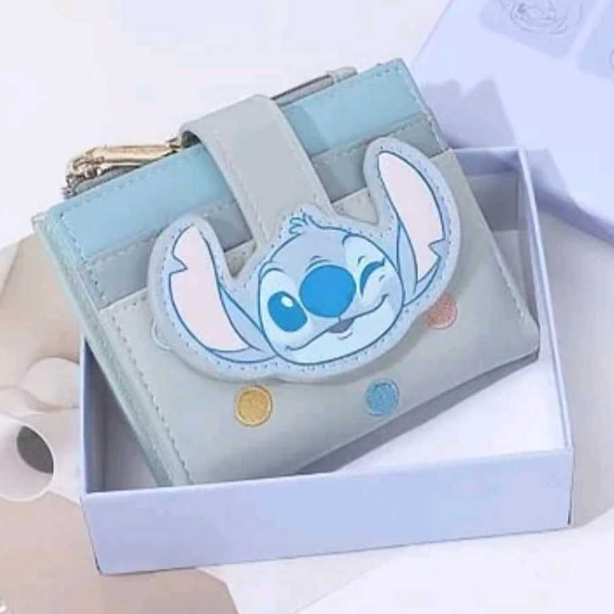 Disney Dompet Lipat Wanita Warna Biru Lilo Stitch Original Wallet Free Box