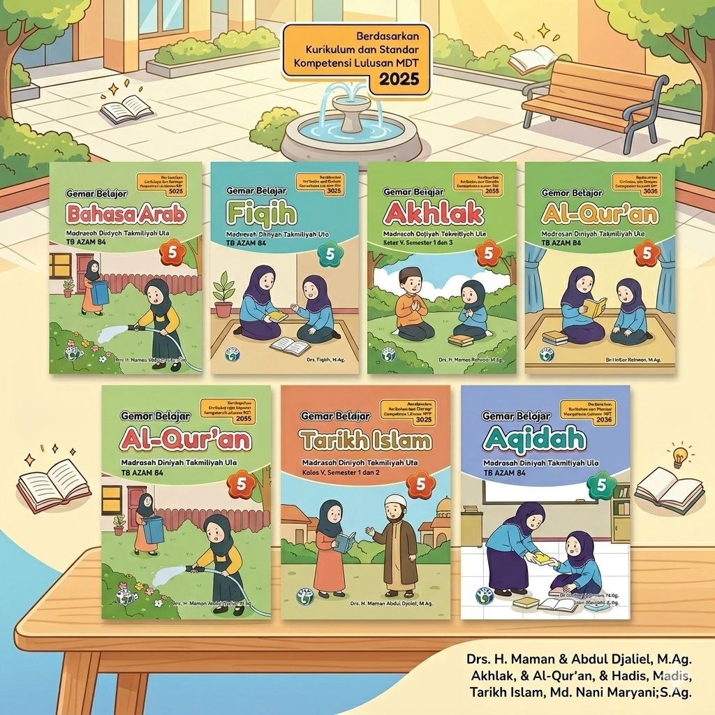 Buku Paket MDTU/MDTA kelas 5 Madrasah Diniyah Takmiliyah Ula kurikulum 2025 7 mapel versi 6 tahun