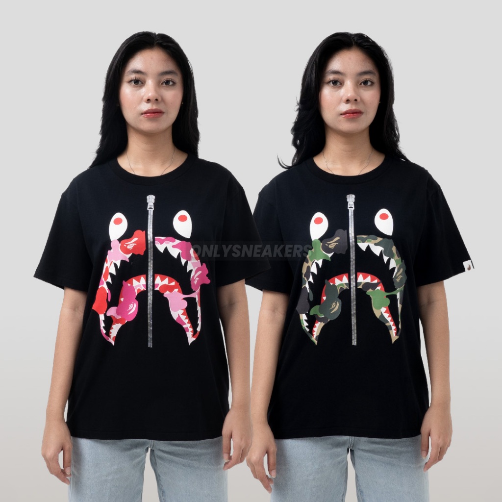 BAPE ABC CAMO REBUILD SHARK PINK / GREEN BLACK TEE