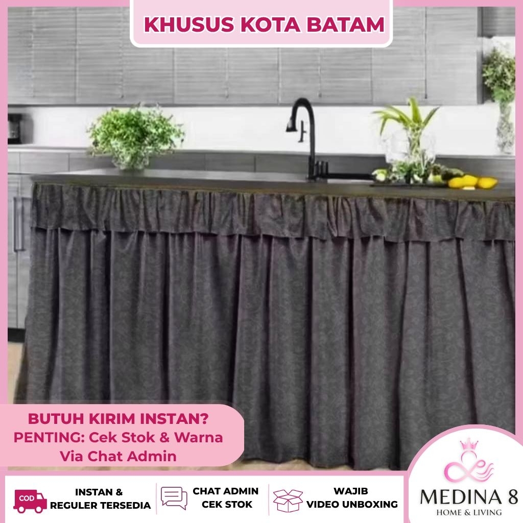 [BISA INSTAN] [EMBOS MEWAH ADA RENDA] Gorden Kolong Dapur Polos Embos  -+100x70 Embos Mewah Mengkila