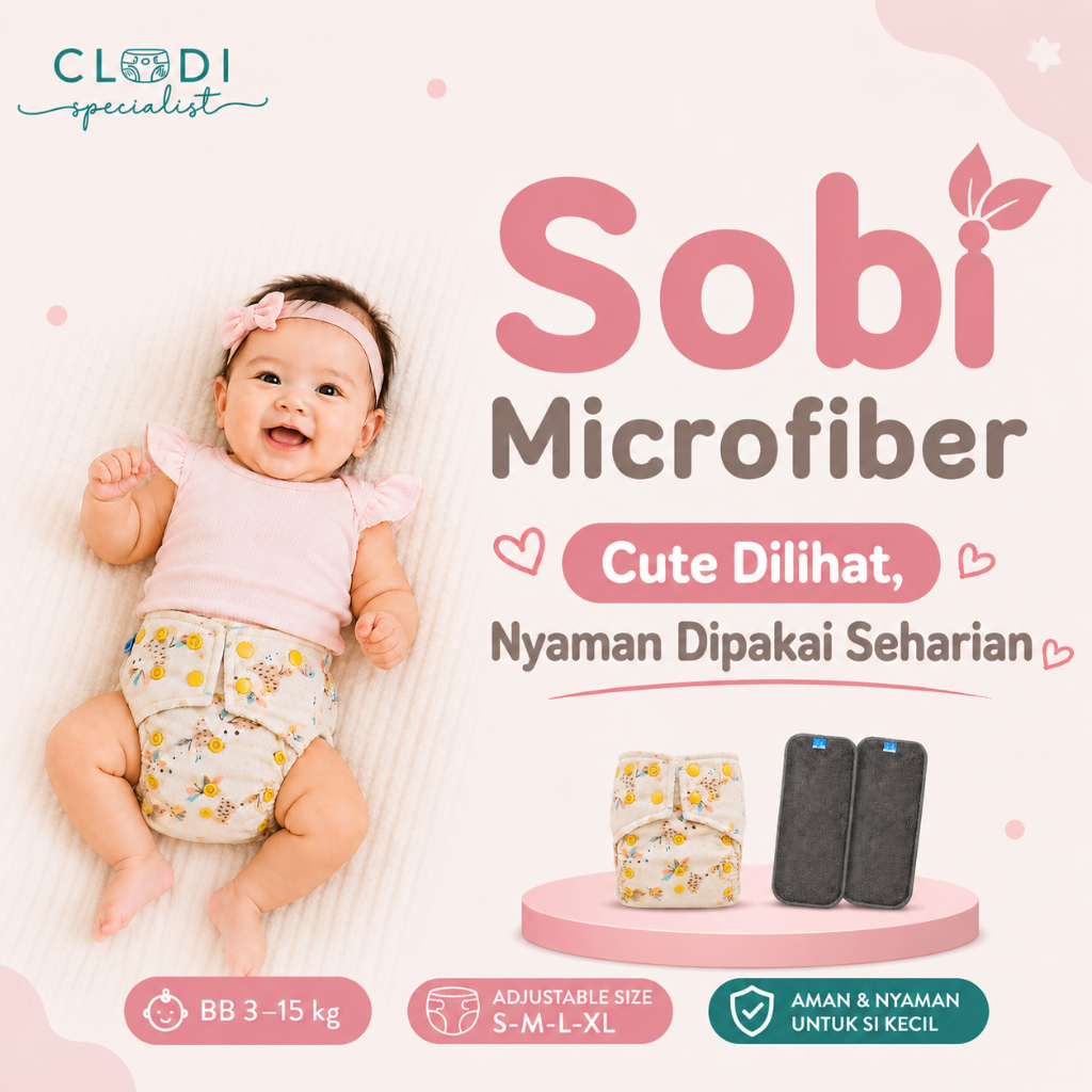 ORIGINAL Clodi Sobi Microfiber Beludru/ Popok Kain Cuci Ulang Pempes Bayi