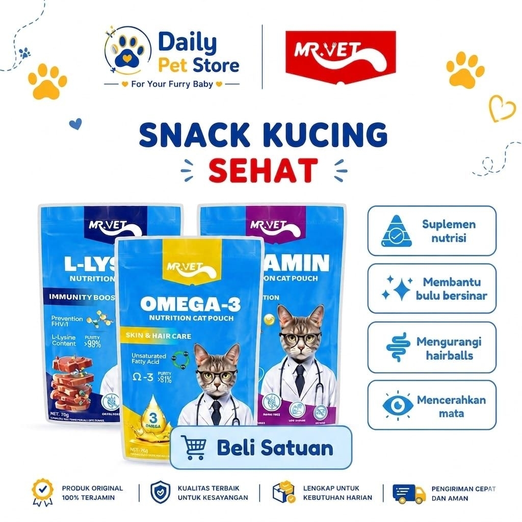 MR. VET - Snack creamy kucing - Snack sehat kucing - Cemilan sehat untuk kucing - Cemilan sehat kuci