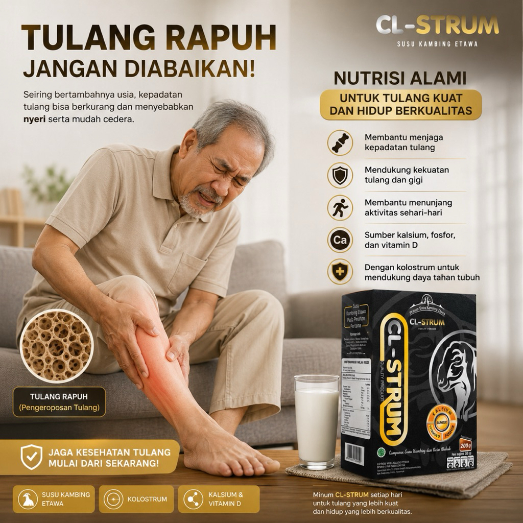 Susu CL STRUM membantu menyembuhkan osteoporosis Pengeroposan Tulang