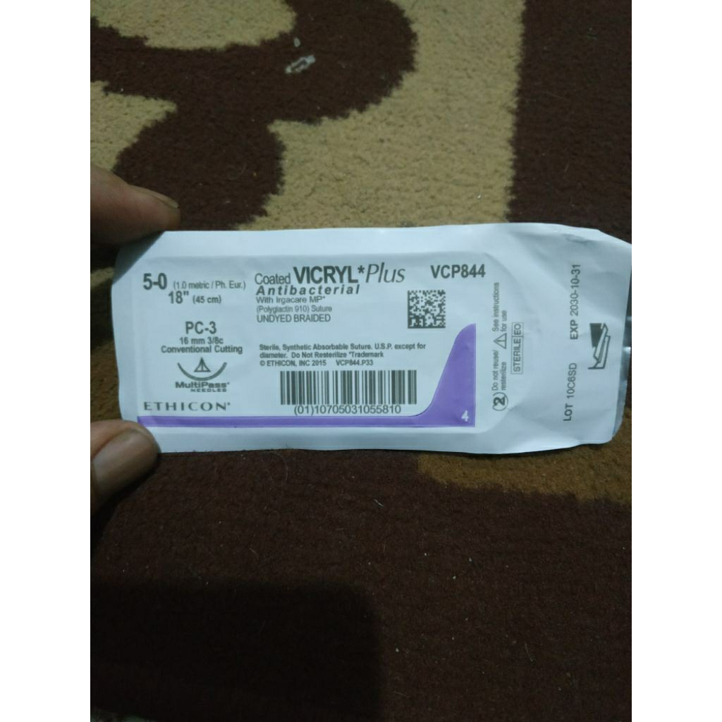 Benang Jahit Violet Vicryl 5 0 Cutting PC-3