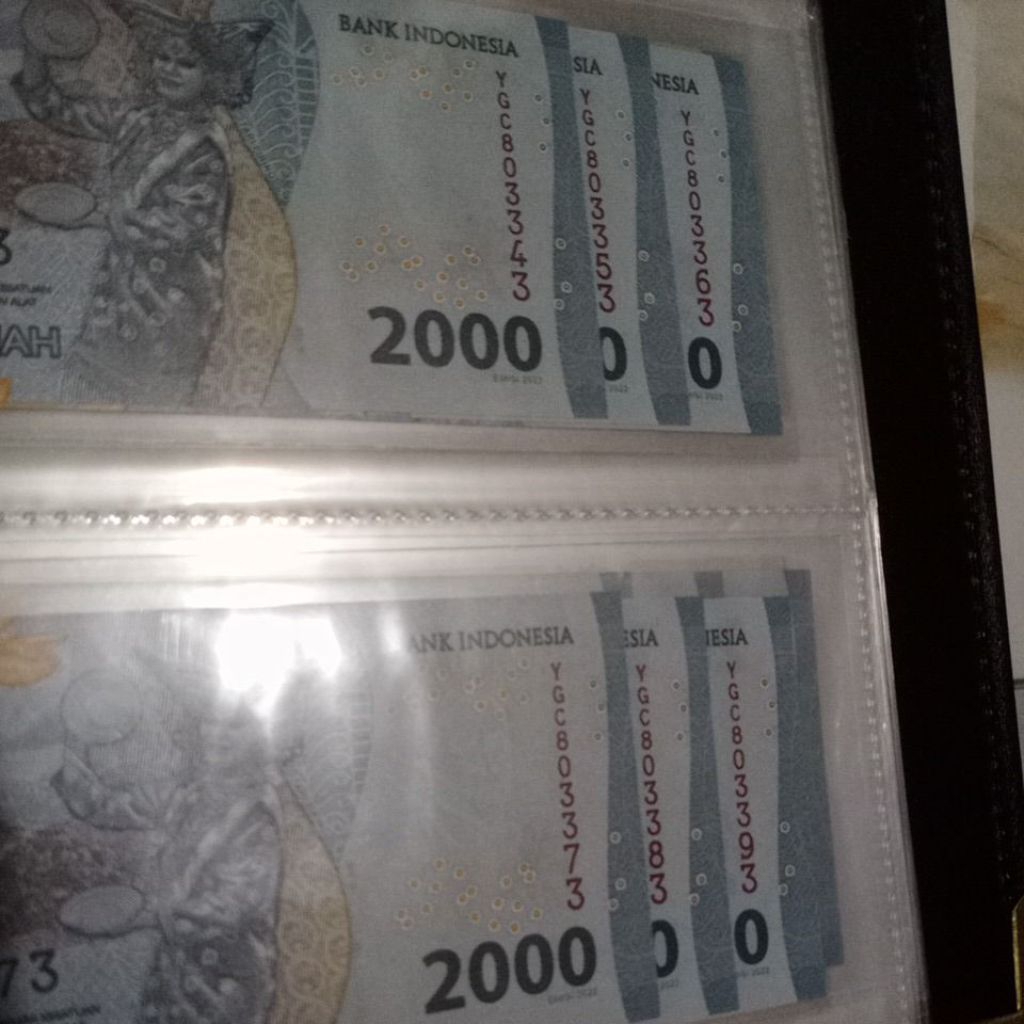 uang kertas dua ribu rupiah no seri unik 1set 6 lembar