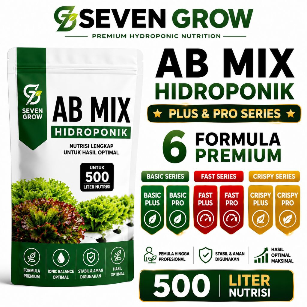 AB Mix Hidroponik 500 Liter Seven Grow Nutrisi Selada Pakcoy Kangkung Kailan Sawi Lettuce Romaine Ba