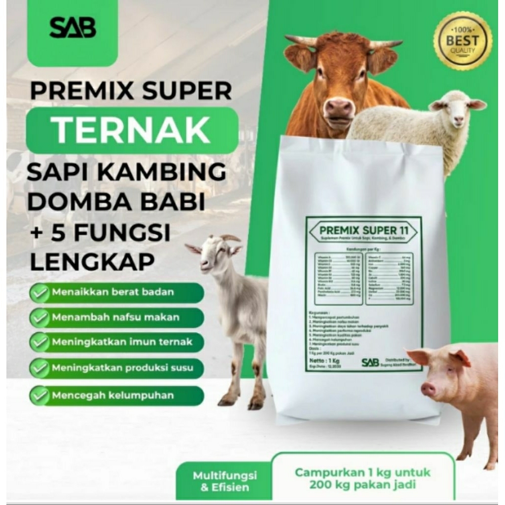 PREMIX SUPER 11 ORI Suplemen Formula Upgrade dari SUPER PREMIX - Premix Kambing - Premix Sapi - Prem