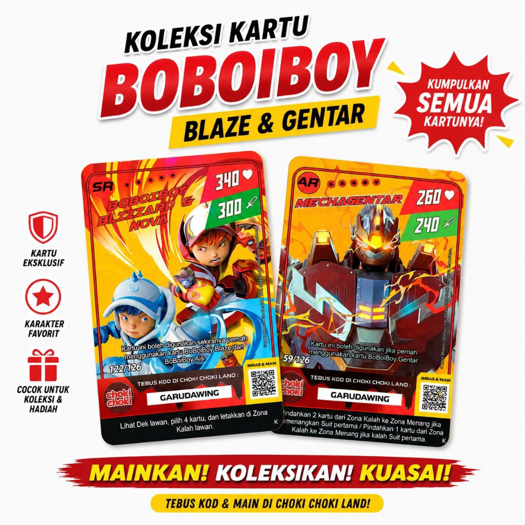 1 pcs Kartu Choki Choki BoBoiBoy Monsta Galaxy Card Blizzard Nova AR Mechagentar