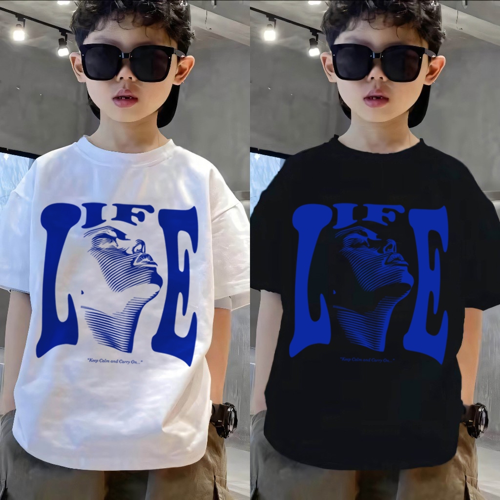 [COD]kaos anak laki laki|2-12 Tahun|korea style premium baju anak laki laki|Kartun LIFE Cetak Tshirt