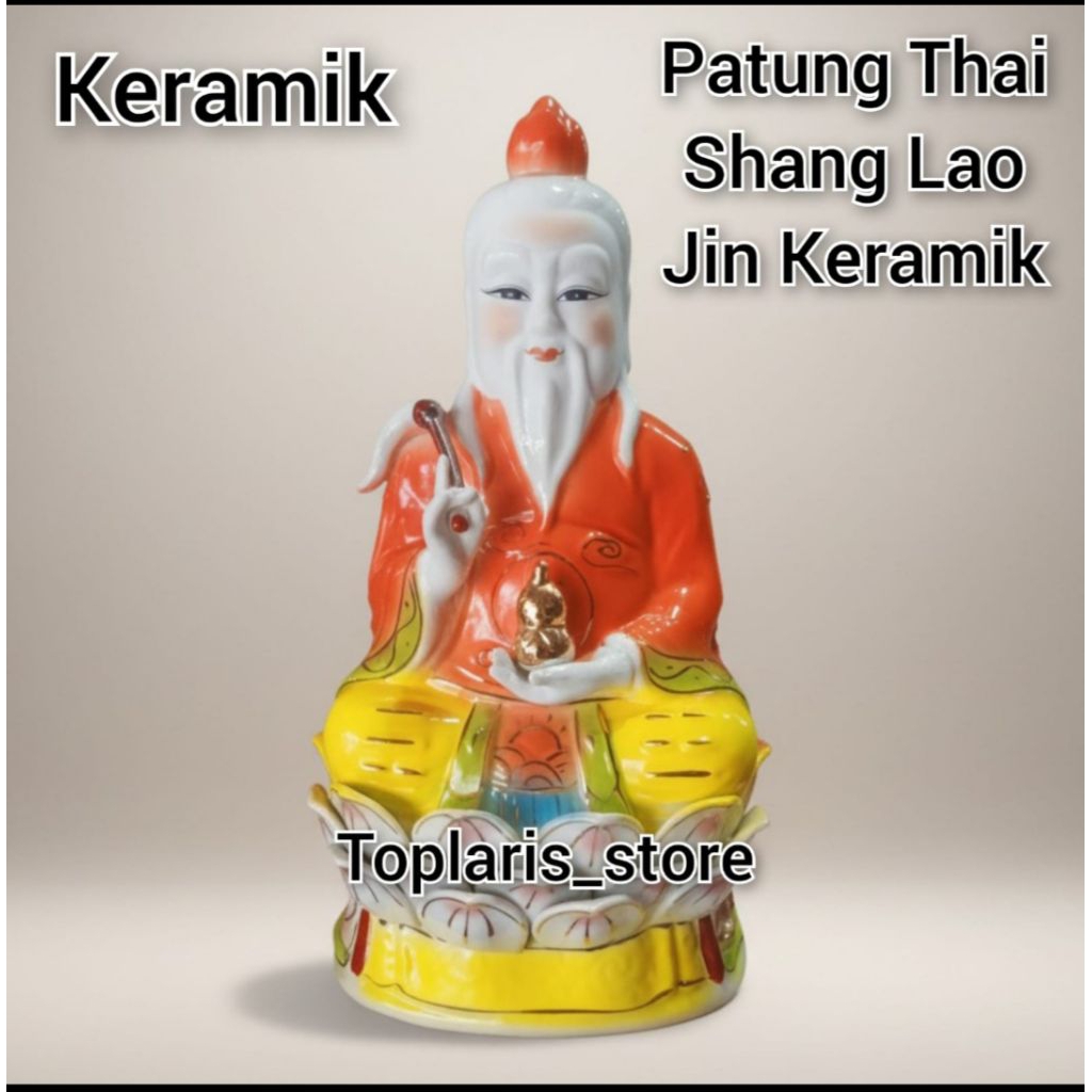 Patung Thai Shang Lao Jin Keramik 12in