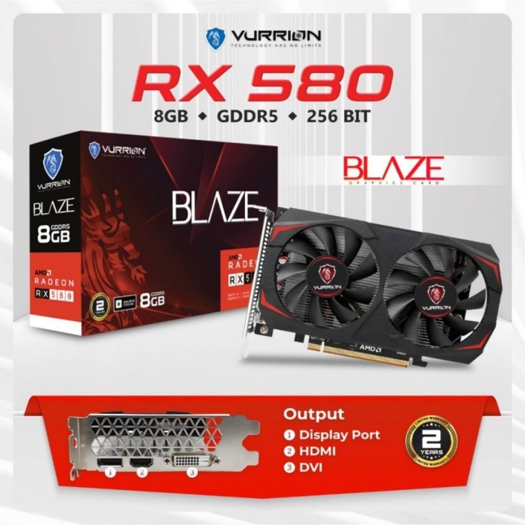 VGA VURRION AMD RADEON RX 580 8GB DDR5 256BIT