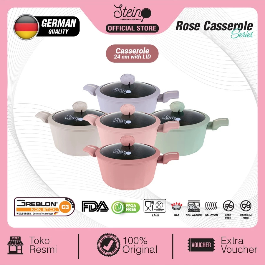 STEIN Rose Series With LID - STEIN COOKWARE Rose Series - SATUAN - PANCI STEIN