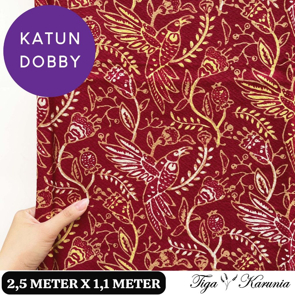 Kain Batik Tulis Kombinasi Cap Premium Solo 2,5M Burung Merah Kuning KATUN DOBBY