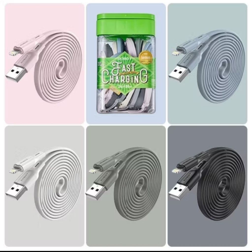 Kabel data kabel charger ROBOT original USB to lightning iphone 5 6 7 8 plus X fast charging