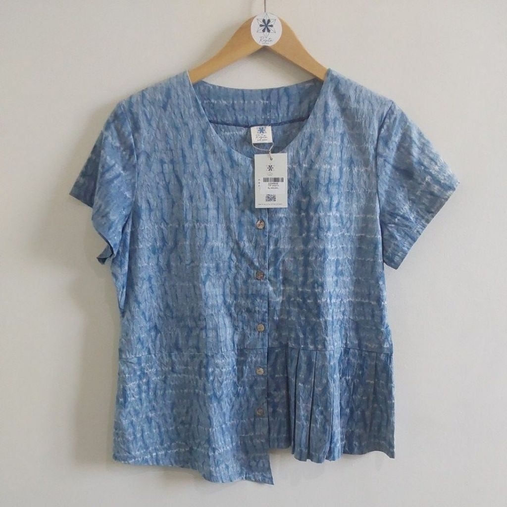 KEMEJA TOP BLOUSE SHIBORI PEWARNA ALAM BY ROSITA BATIK SHIBORI