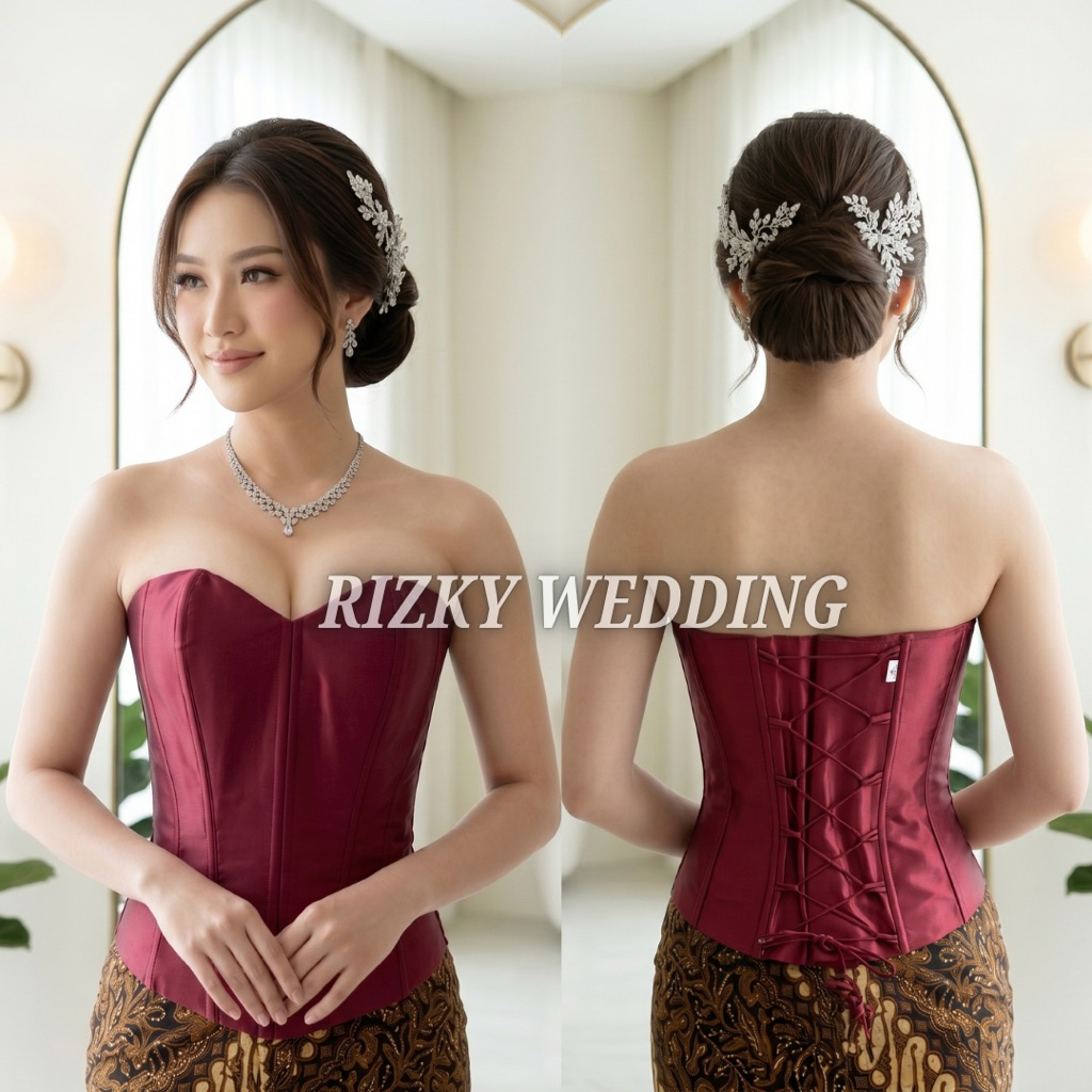 KAMISOL PENGANTIN LONGTORSO SATIN | BUSTIER KEBAYA PREMIUM