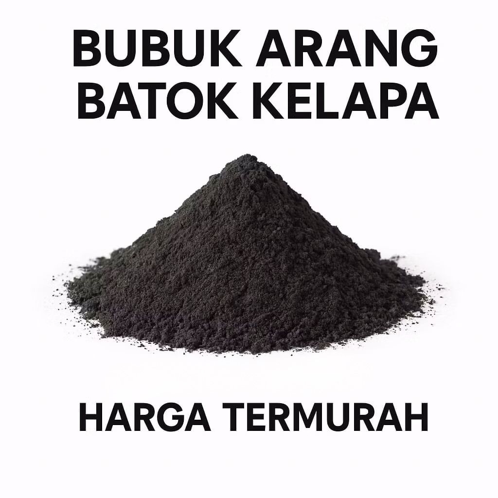 Arang Batok Kelapa Bubuk 1000 Gram - 100% Karbon Aktif, Bubuk Halus, Ramah Lingkungan