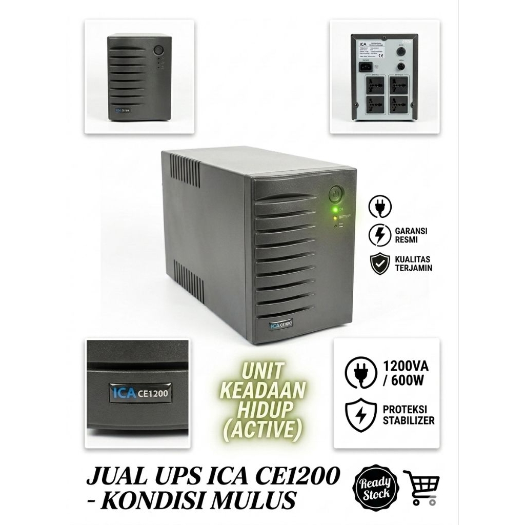 UPS ICA CE1200 1200VA 600W Second Mulus Tanpa Baterai / Kosongan 24V