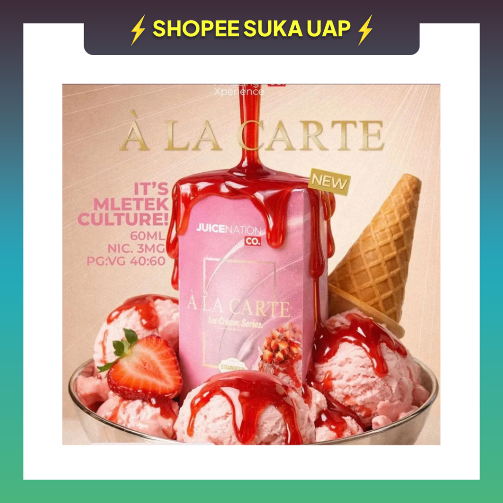 ALACARTE STRAWBERRY ICE CREAM FREEBASE 60ML 100% ORIGINAL