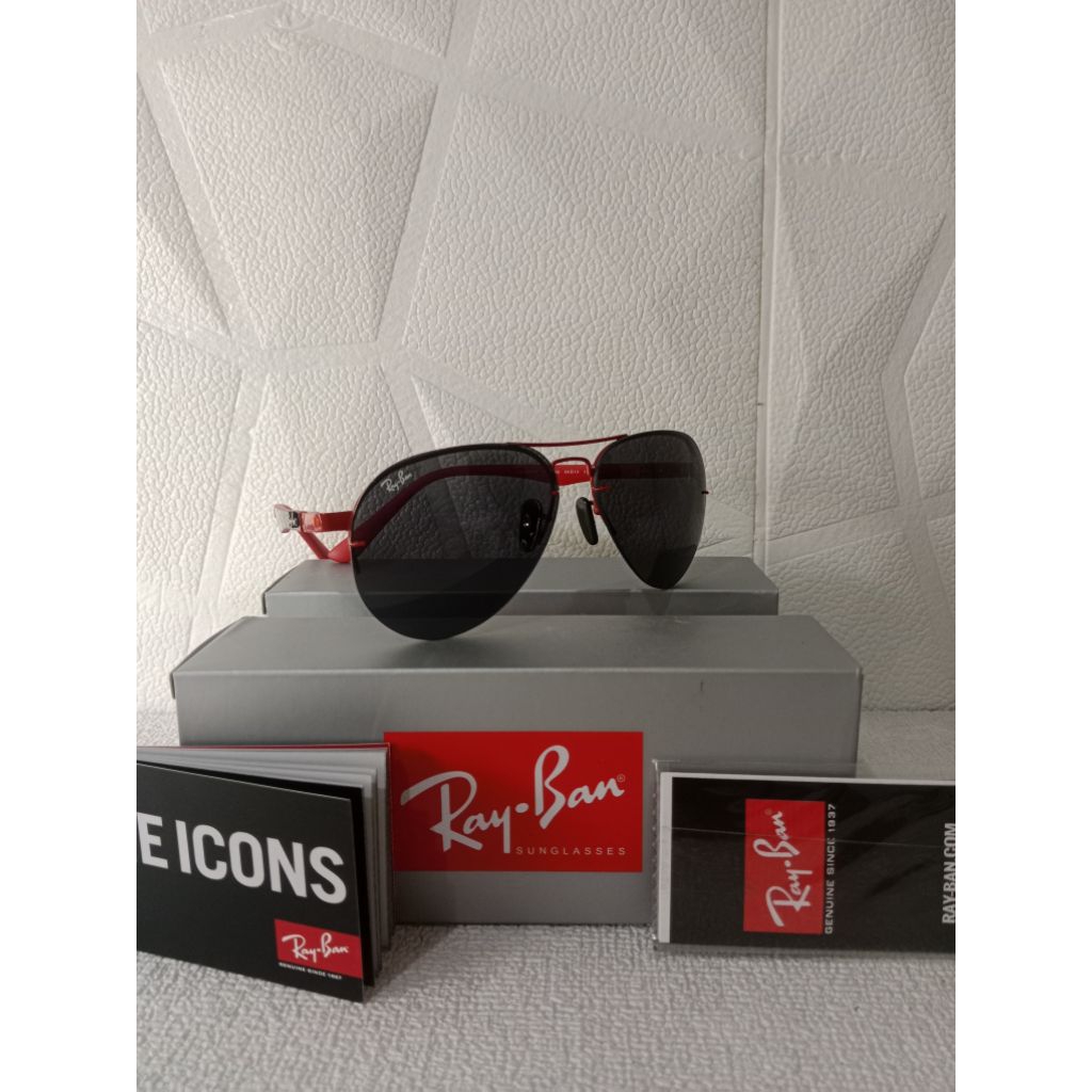 Kacamata Rayban Pilot RB3460M F012/6G Polished Black and Red Original