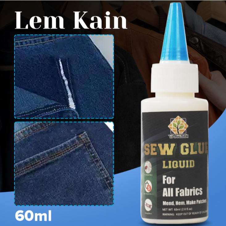 Cairan Liquid Lem Perekat Kain Kulit Sew Glue 60ml Lem Celana Kain Baju