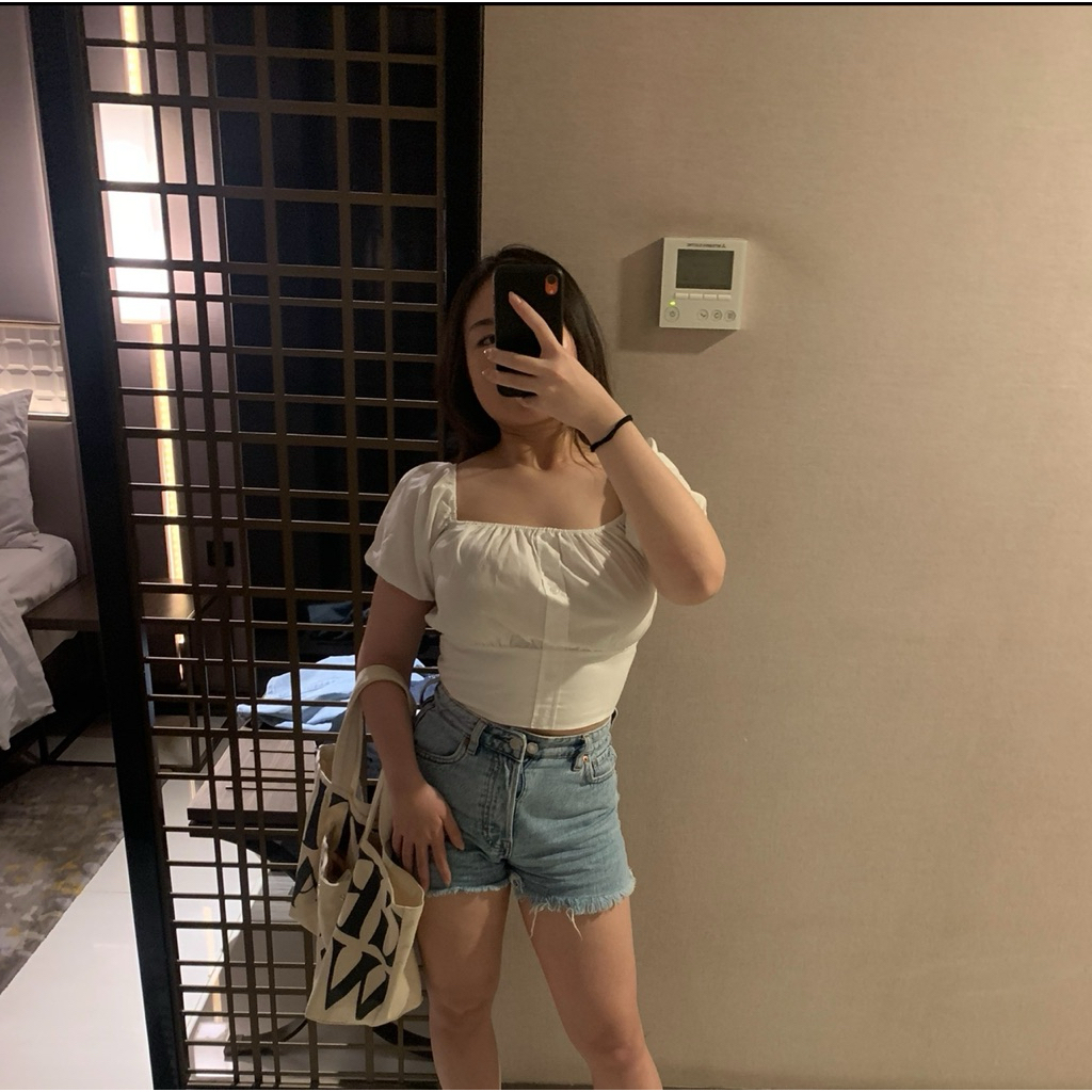 white square neck top preloved