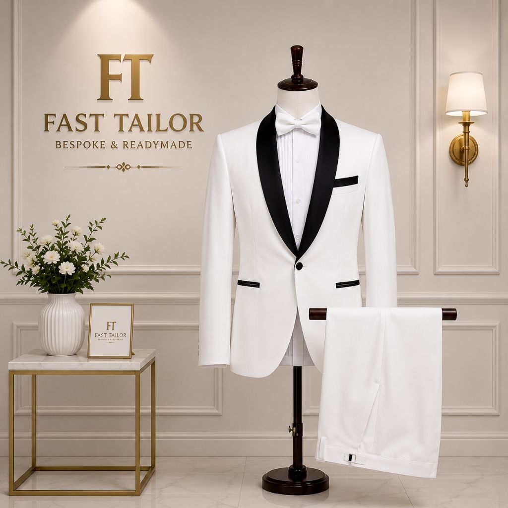 Jas Pria Slim Fit Premium Putih Blacklist Wedding Wisuda Custom Size