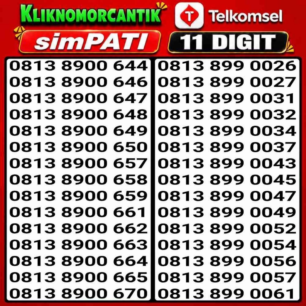Nomor Cantik Simpati 11 Digit 4G&5G Telkomsel 11 Digit A9