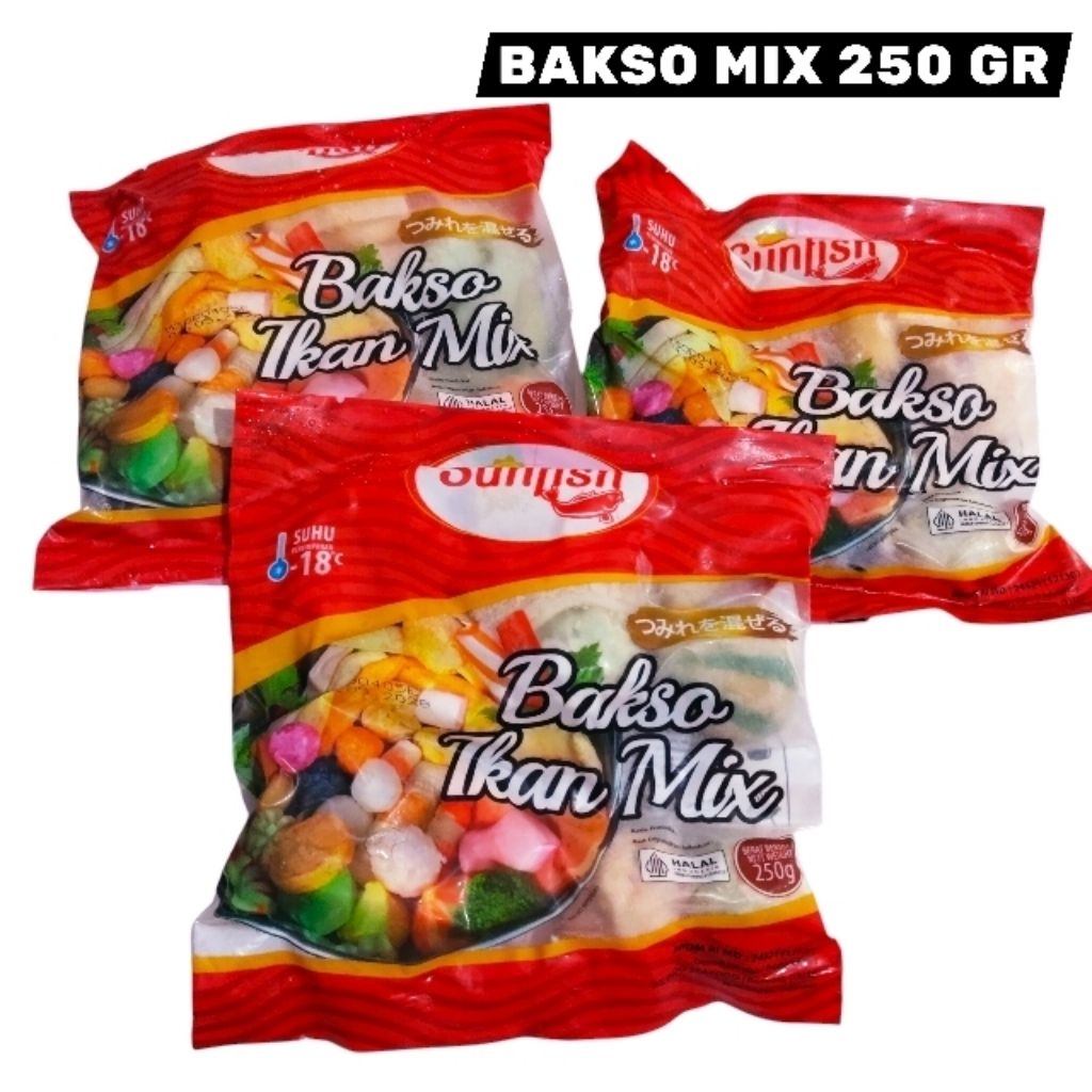 BAKSO MIX SUNFISH 250 GR OLAHAN SEAFOOD ANEKA BENTUK