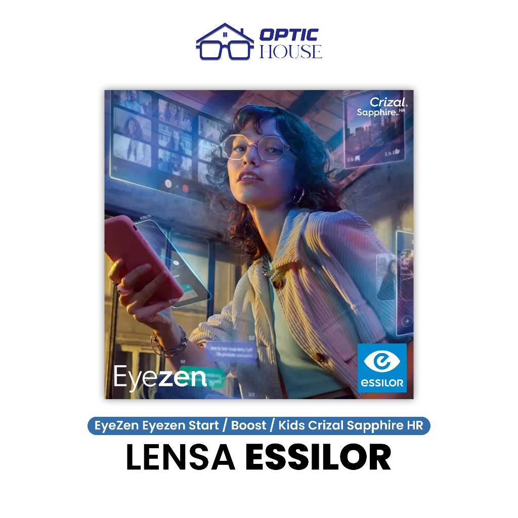 Lensa Kacamata Essilor Eyezen Start / Boost / Kids Crizal Sapphire HR Orma 1.5 Airwear 1.59 Ormix 1.