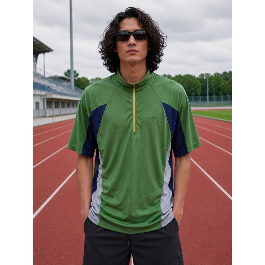 (BIG SIZE) Halfzip jersey Lembut NACU O1 size XL (P76 x L60)