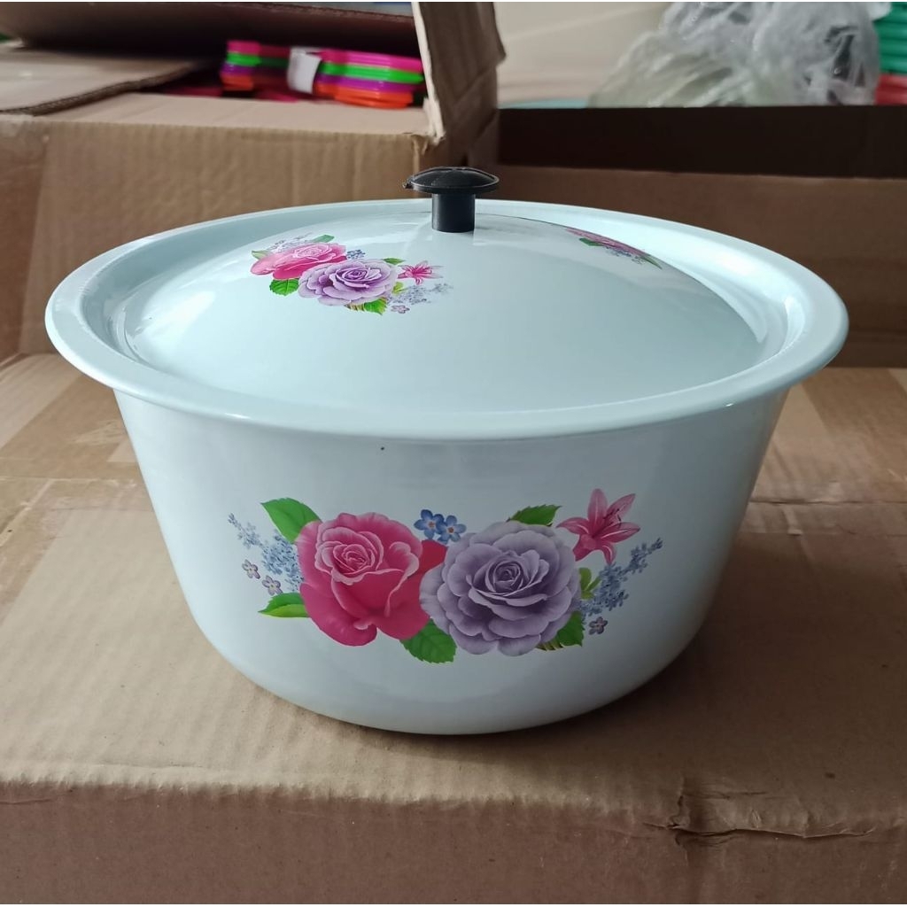 1 PCS BASKOM ENAMEL KUAH TUTUP 21 CM '/ BASKOM ENAMEL