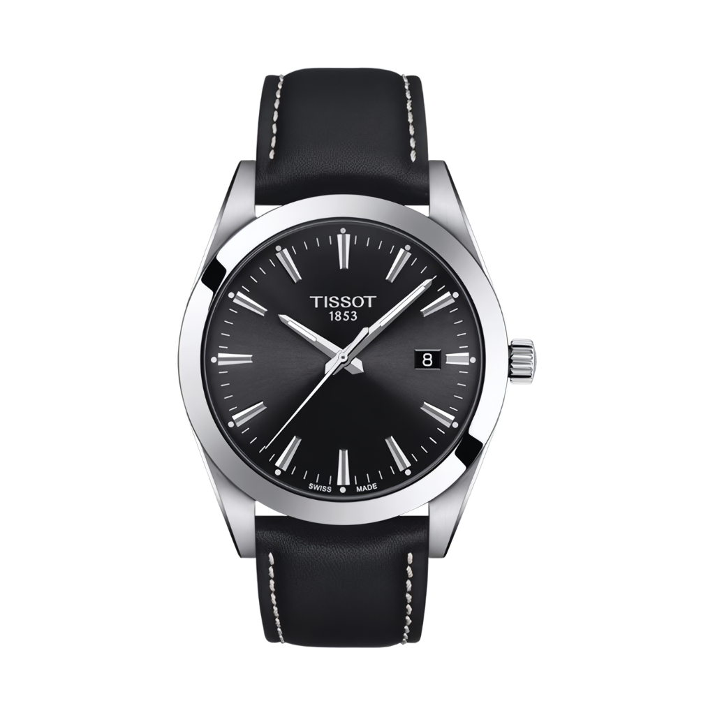 TISSOT Gentleman T127.410.16.051.00 Men Black Dial Black Leather Strap