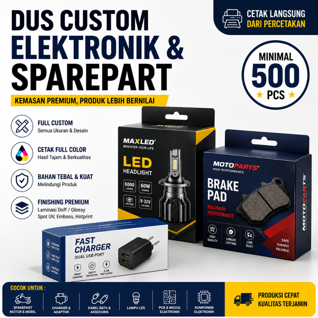 Dus Custom Elektronik & Sparepart | Box Charger, Kabel Data, LED, PCB, Relay & Otomotif | Min. 500 P