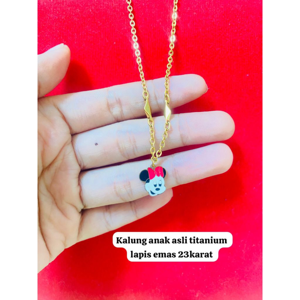 Kalung anak titanium lapis emas 23karat antikarat