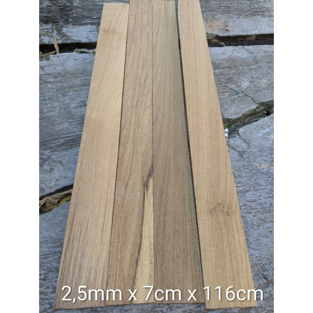 veneer jati 2,5 mm x 7cm x 66-116 cm lamelaas kayu jati
