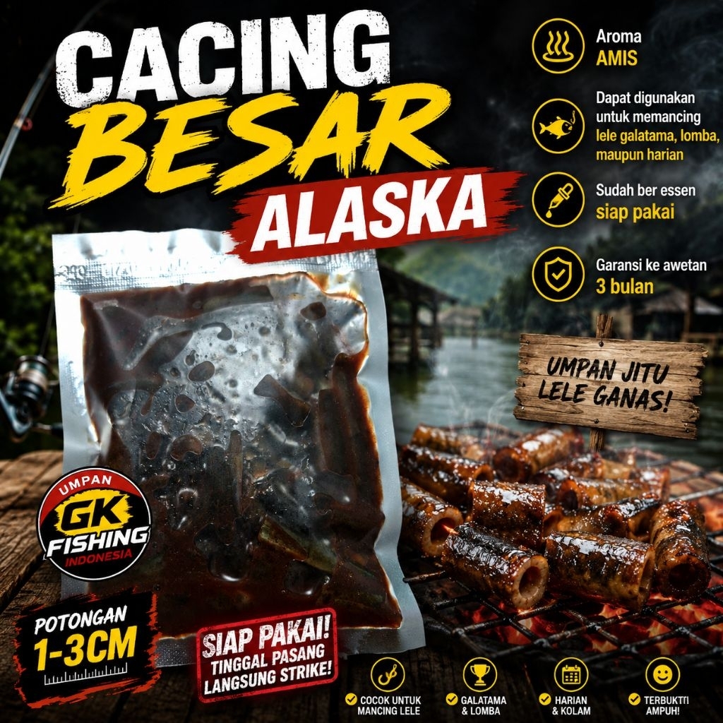 umpan mancing lele cacing besar alaska alias belut bakar