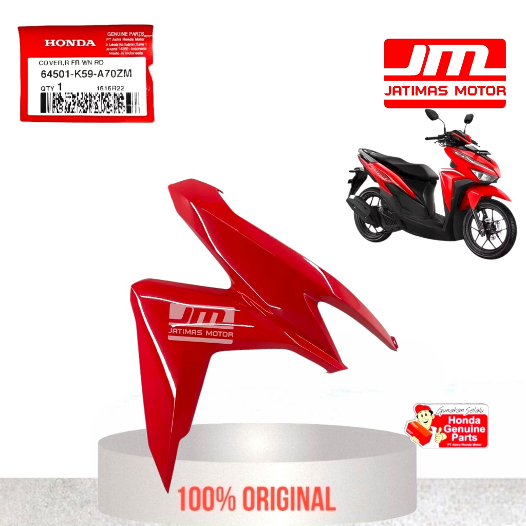 64501-K59-A70ZM 64601-K59-A70ZM Cover sayap vario 125 150 LED 2018-2022 merah glossy WRD
