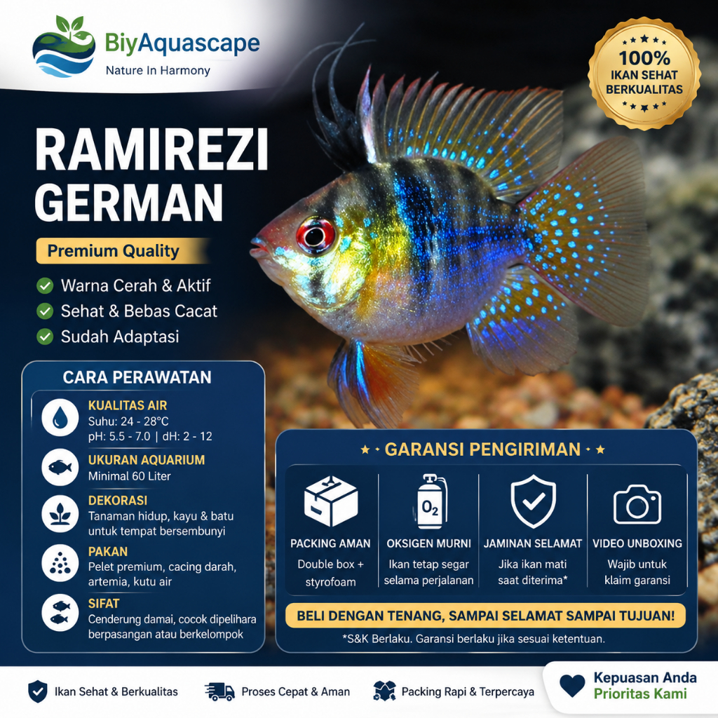 IKAN HIAS AQUASCAPE RAMIREZI GERMAN ELECTRIC