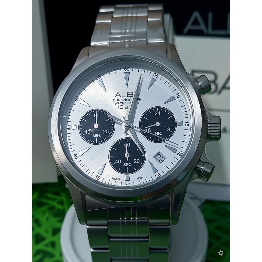 ALBA Panda Chronograph Jam Tangan Pria Quartz Silver