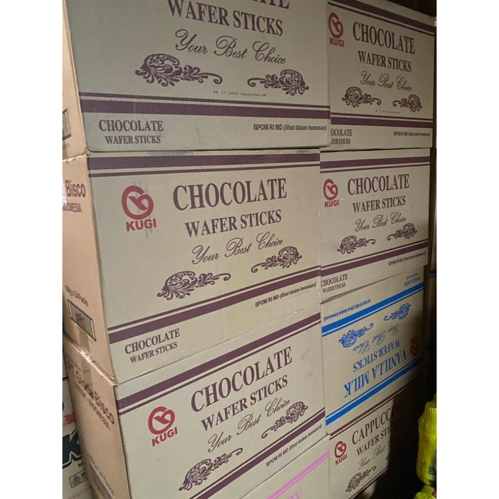 Kugi Wafer Sticks 1 Karton Isi 24 Wafer Stick Snack Wafer Gulung